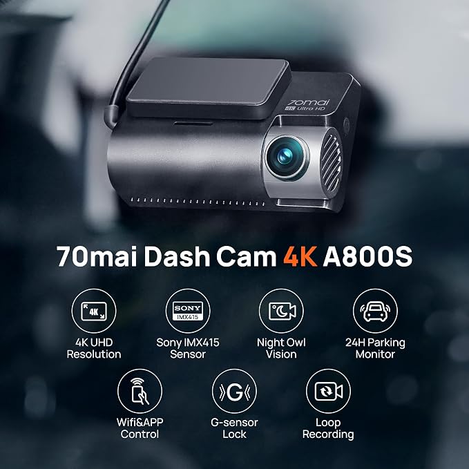 4K Dash Cam Front and Rear with STARVIS, Dashcam with 5GHz WiFi, GPS Car Camera, Super Night Vision, ADAS, 3'' IPS Screen, 24H Parking Mode, Time-Lapse, Loop Recording, Support 256GB Max (A800S) | 5GHz WiFi • ADAS • 24H Parking Mode • 3" IPS Scre...