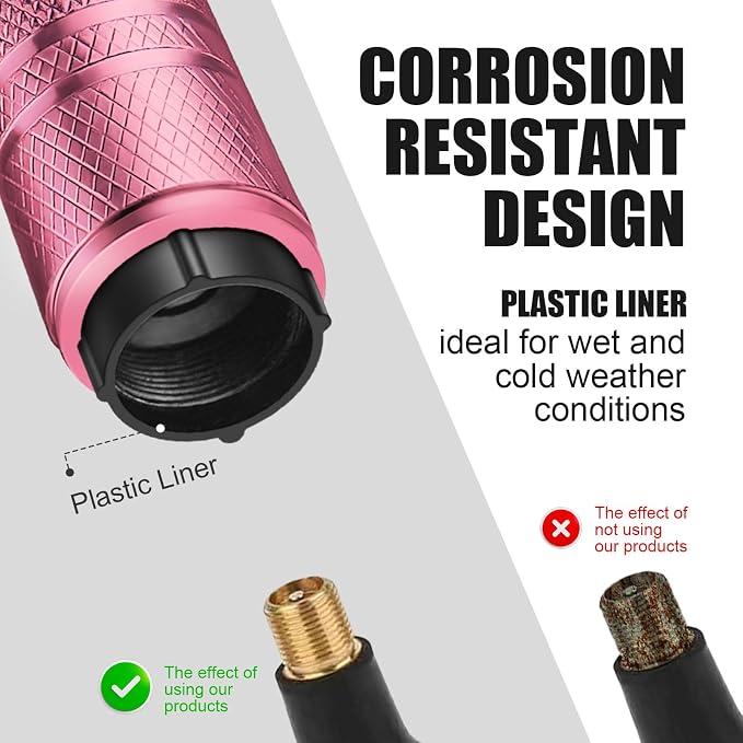 Tire Valve Stem Caps - (4 Pack) Cat Paw Print Metal Air Caps with Plastic Liner, Durable, Corrosion Resistant and Leak-Proof, Universal Fit for Cars, Trucks, Motorcycles, and Bikes - Pink