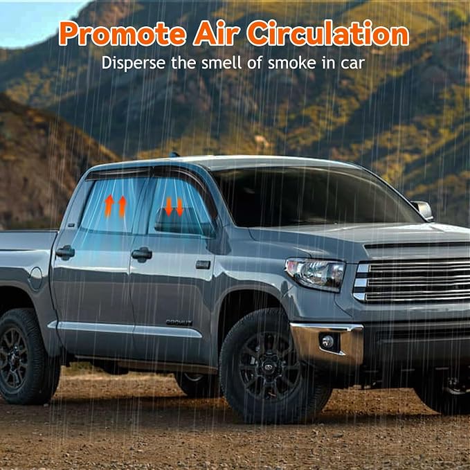 Window Visor Rain Guards Compatible with 2022-2024 Toyota Tundra CrewMax Cab with 4 Full Size Doors, Tape On Style Acrylic 4pcs Wind Deflectors Vent Visors for Trucks Accessorie