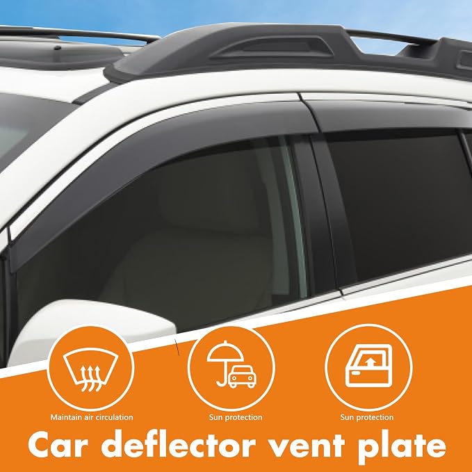 4Pcs Window Visor Rain Guard Deflector for Hyundai Sonata 2015-2019 Chrome Trim Black