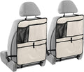 Beige Car Seat Organizer for Kids Backseat Kick Mat with Adjustable Strap Back of Seat Protector for SUV Vehicle Car 1 Pcs