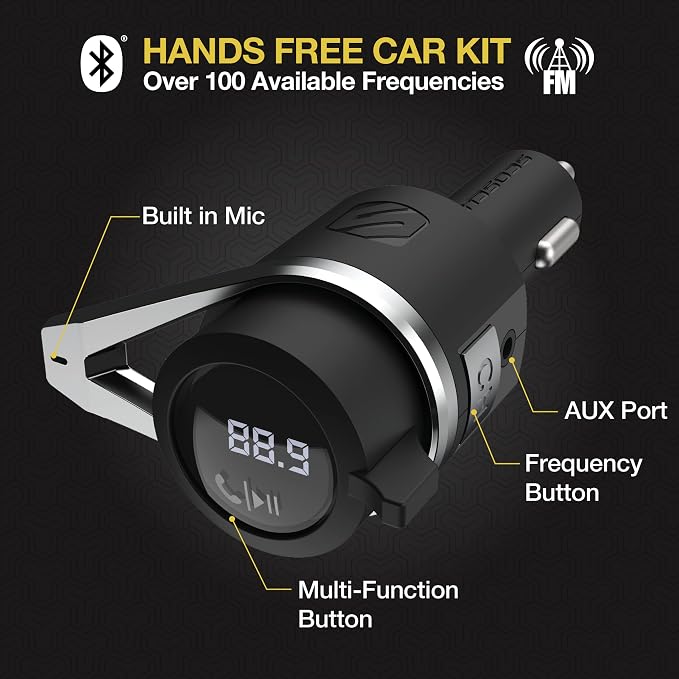 BTFMPD3SR FM Bluetooth Radio Transmitter for Car, Hands-Free Kit with Dual USB Charging Ports, 12W USB-A + 20W Fast Type-C Car Charger, Wireless Adapter for Calls, Siri and Google Assistant