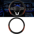 Car Steering Wheel Cover, 15 inch Carbon Fiber Microfiber Anti-Slip Breathable PU Leather Elastic Steering Wheel Protector, Car Interior Accessories for Most Cars (AD-Brown)