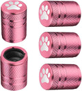 Tire Valve Stem Caps - (5 Pack) Metal Air Caps with Plastic Liner, Corrosion Resistant, Leak-Proof, Dog Cat Paw Universal Stem Covers for Cars Trucks Motorcycles and Bikes - Pink