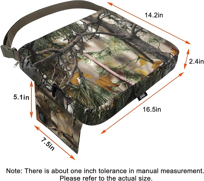 Heated Hunting Seat Cushion, Waterproof Seat Pads for Tree Stand & Ladder Stand, for Hunting, Ice Fishing, Hiking, Camping (Camo)