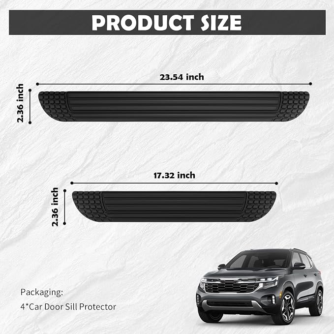 4PCS Cuttable Car Door Sill Protector,Anti-Slip & Anti-Scratch Car Door Edge Guards for Protecting Doors Threshold,Width 2.36" Automotive Doors Entry Guard Cars Accessories