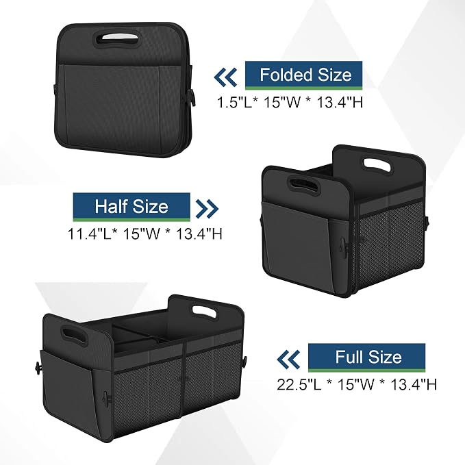 Femuar Car Trunk Organizer with 72L Large Capacity Waterproof Collapsible and 11 Pockets, Trunk Organizer for Car SUV/Jeep/Sedan, Large Size, Grey