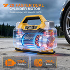 Portable DC 12V Heavy Duty Tire Inflator Dual Cylinders and Dual Motors Tire Pump 150PSI Air Pumps Auto Shutoff with Screen and LED Light Air Compressor for Pickup Truck ORVs SUVs Cars