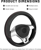 Sun Walker Steering Wheel Cover, 15 inch Breathable Steering Wheel Protector with Anti-Slip Lining, Comfortable Wheel Wrap Cover for Most Vehicles, Universal Car Accessories (Black)