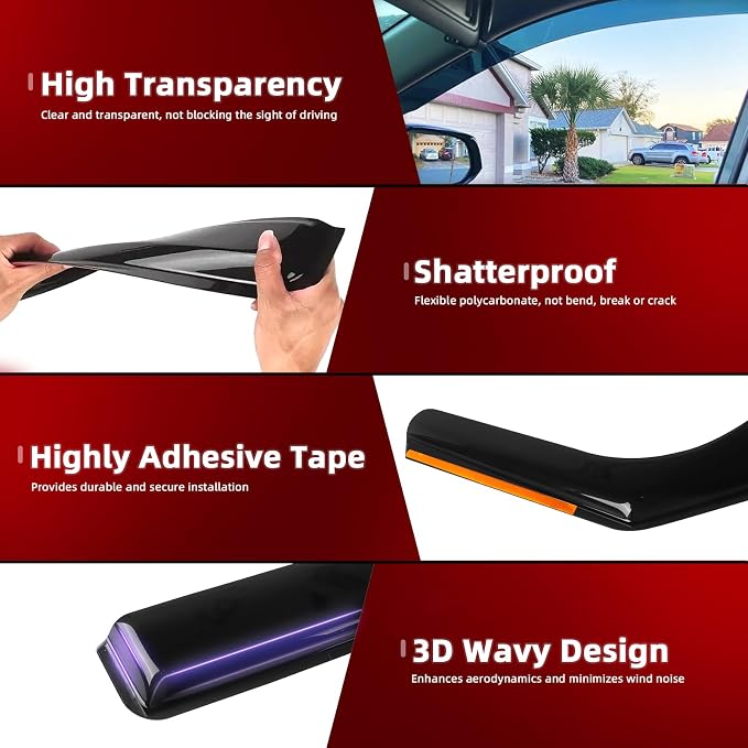 4pcs in-Channel Rain Guard Fit for Audi Q5/SQ5 8R 2009-2017, Smoke Tint Wind Deflector Window Visors Vent Shades Shields Car Accessories 2010 2011 2012 2013 2014 2015 2016