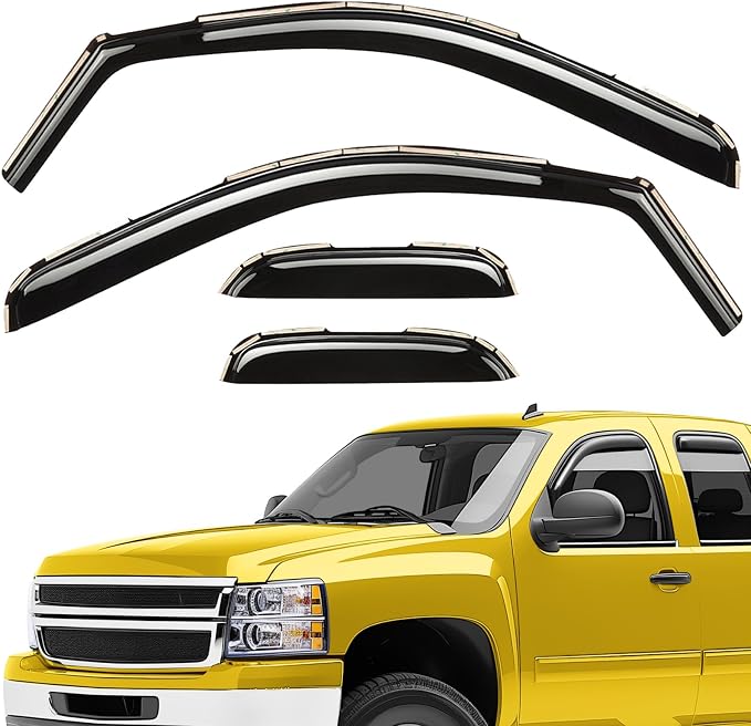 Extra Durable Window Deflectors In-Channel Visors Rain Guards Fit for Chevrolet (Chevy) Silverado 1500 2007-2013 Extended Cab, Sun Visors, Wind Vent for Shades, Exterior Car Accessories - 4pcs. AG0013