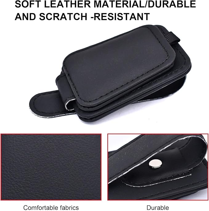 2 Pack Leather Car Visor Sunglass Holder, Magnetic Leather Glasses Eyeglass Hanger Clip for Car, Sunglass Clip Glasses Holder for Car Visor