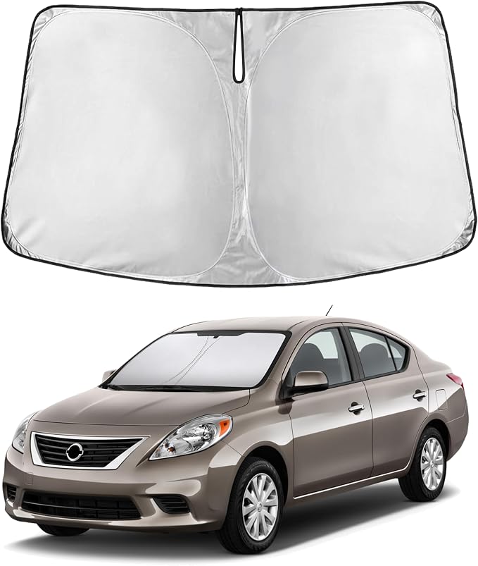 Windshield Sunshade Compatible for Nissan Versa 2012-2017 2018 2019, Sun Visor for Front Windshield & Window Sun Shade Cover, UV Heat Blocker & Protector, Car Accessories