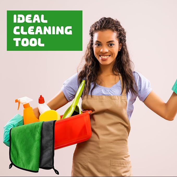 50 Pcs Microfiber Towels:16"x16" Microfiber Drying Towels Bulk Micro Fiber Car Cleaning Cloth for Cars Drying Washing Polishing Office Windows Cleaning Household Supplies (Green,Gray)