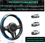 Car Steering Wheel Cover, 15 inch Carbon Fiber Microfiber Leather Elastic Steering Wheel Protector, Breathable Anti-Slip Comfortable Steering Wheel Covers for Most Cars (Black&Blue)