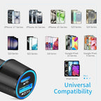 67.5W Car Charger USB C Super Fast Charging, 45W USBC & QC3.0 Port Plug for iPhone 17 Pro Max/Air/16/15/iPad, Samsung S26/S25 Android Cell Phone, Dual 12V Cigarette Lighter Adapter + 8 ft Type C Cable