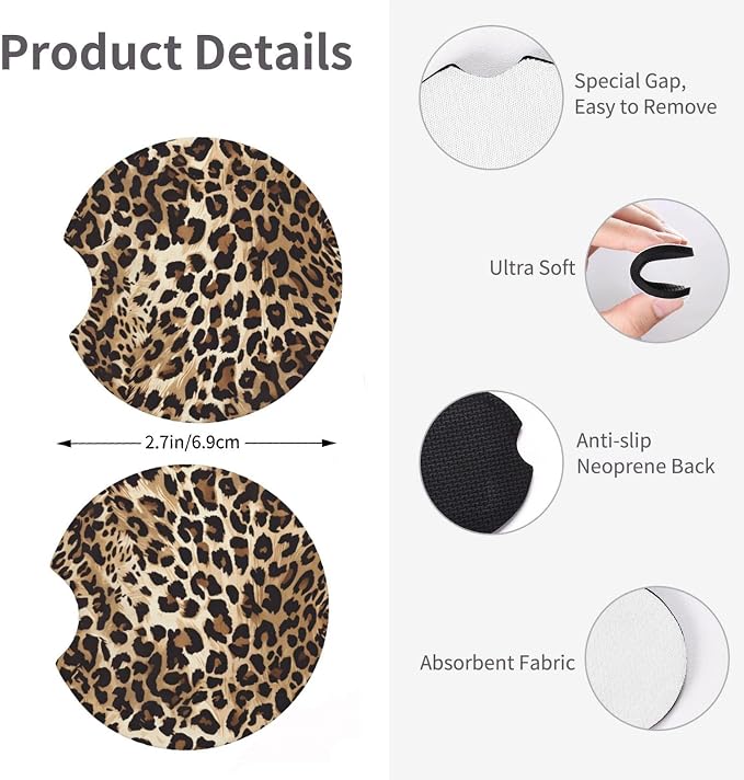 Leopard Print Steering Wheel Cover Universal 14.5-15 Inch Non-Slip Cheetah Car Accessories