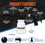 Car Wash Foam Gun + Microfiber Wash Mitt - Works with Any Soap - Garden Hose Car Foam Sprayer - Foam Cannon Car Wash Kit - Car Accessories Foam Blaster (Black Foam Gun with Mitt)