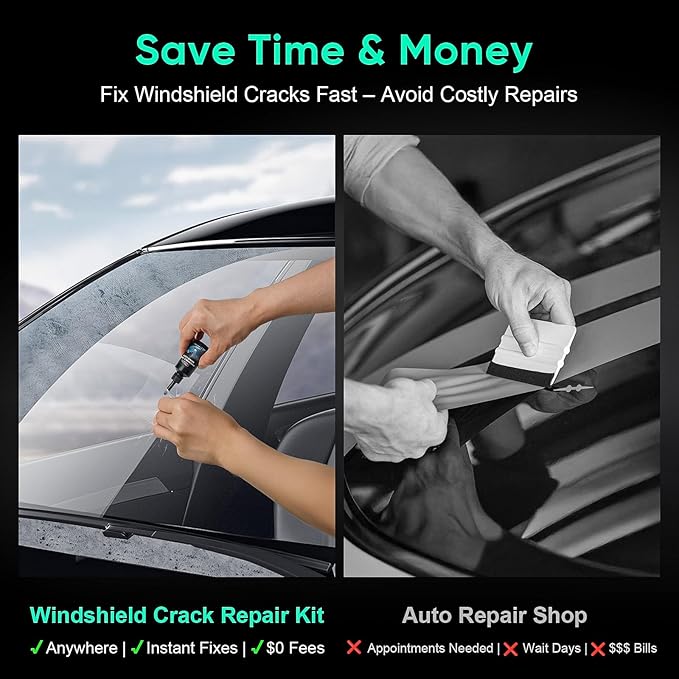 Windshield Chip Repair Kit - 2026 Upgrade Glass Repair Kit, Car Windshield Crack Repair Kit for Fix Windows, Mirrors, Glasses, All Crack Types