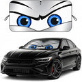 Car Windshield Sun Shade, Universal Fit Compact Sedan SUV, Sport Silver | 59 x 27.5" Car Sun Visor, Foldable Front Window Sunshade, UV Heat Protection, Cute Eyes Series