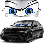 Car Windshield Sun Shade, Universal Fit Compact Sedan SUV, Sport Silver | 59 x 27.5" Car Sun Visor, Foldable Front Window Sunshade, UV Heat Protection, Cute Eyes Series