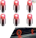 6 PCS LED Tire Valve Stem Cap Lights, 360 Degree Visibility Rotating Flash, Waterproof Wheel Lights for Trucks, Cars, SUVs (Red)