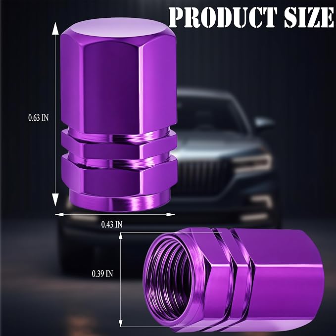 8PCS Tire Valve Stem Caps, with Rubber O-Ring, Corrosion Resistant Leak-Proof, Aluminum Alloy Universal Wheel Valve Covers for Cars, SUV, Trucks, Bikes, Motorcycles, Bicycles(Purple)