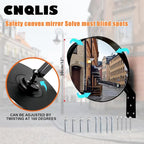 12 Inch Convex Mirror Outdoor with Adjustable Wall Fixing Bracket,Blindspot Traffic Mirror for Driveway Garage Park Outdoor Wide Angle View Mirrors