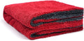 1000GSM Car Drying Towel 18"x24", Edgeless Double Twist Pile, Ultra Absorbent Microfiber Towel, Scratch-Free Lint-Free Streak-Free for Auto Detailing & Car Wash – Red&Grey