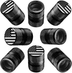 Tire Valve Stem Caps for Car American Flag Tires Air Caps Cover 8 Pack Corrosion Resistant Premium Alloy Universal for SUV Truck Motorcycle Bike Black