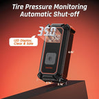 Cordless Tire Inflator Portable Air Compressor, Dual Power - 5400 mAh & 12V DC, Air Pump for Car Tires, Bike, Motorcycle, Bicycle, Electric Pump with LED Light & Digital Pressure Gauge