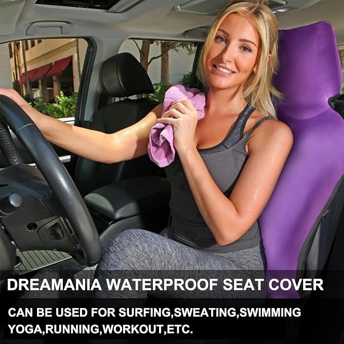 Premium Waterproof Seat Cover Towel Protector Neoprene Universal Fit, Upgraded 100% Washable & Removable Non-Slip Sweat Carseat Towel Covers, Perfect for Gym/Yoga/Workout（Purple,1PCS