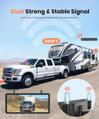 Solar Wireless Backup 2 Cameras: 2-Min DIY Install, Dual Channel Stable Signal DVR Monitor, 7.2" 1080P Super Night Vision, IP69K Waterproof Back Up Camera for Cars, Truck, Trailer, SUV, Van