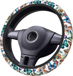 Colorful Butterfly Neoprene Steering Wheel Cover for Men Women Anti-Slip Elastic Steering Wheel Protective Cover 15in Universal Car Accessories Fit Cars, SUVs, Auto