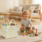 Floral Fabric Storage Basket Car Interior Storage Basket Underwear Sundries Laundry Baskets Supplies Home Organizer Bag (Coffee 1)