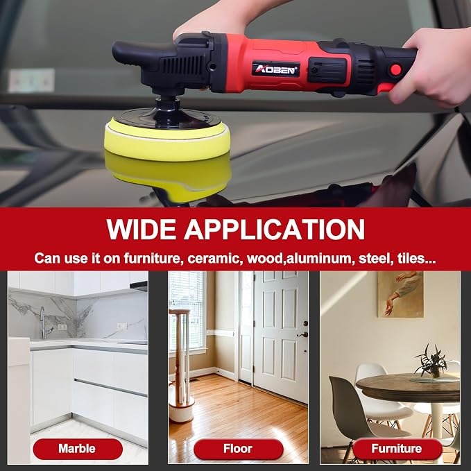 6/7 inch Buffer Polisher,Rotary Car Buffer,1600W Car Polisher Waxer Kit with 6 Variable Speed 1000-3500RPM & 4 Polishing Pads,Detachable Handle for Car Polishing and Waxing
