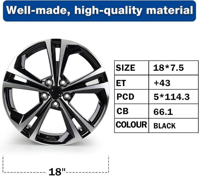Replacement New 18'' x 7.5" Aluminum Alloy Wheel Rim Compatible with Nissan Sentra SR 2020-2022, Factory Replacement Rim, OE Direct Replacement
