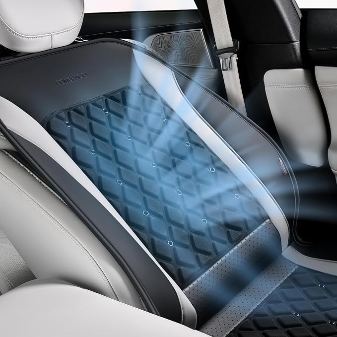 Coverado 2026 New Cooling Car Seat Cover Front Seat, 12V-24V Air Flow Ventilated Cushion with 8 Cooling Fans, Universal for Car SUV Pickup Truck, Ash Gray