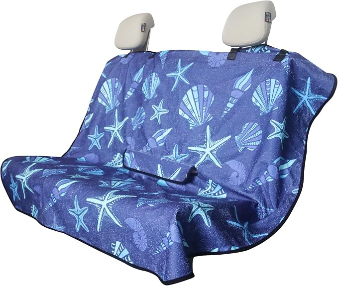 Back Seat Cover for Car Trucks Van SUV Jeep,Waterproof Rear Bench Towel Seat Covers for Dogs and Kids,Automotive Backseat Protector (Conch Shells Starfish)