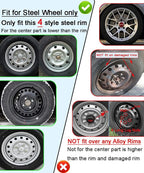 Hubcap Wheel Cover Replacement R17 Hub Caps Universal-Fit Steel Wheel Rim Cover ABS Material Exterior Accessories for Most Car Truck SUV -Set of 4（17-inch，Black）