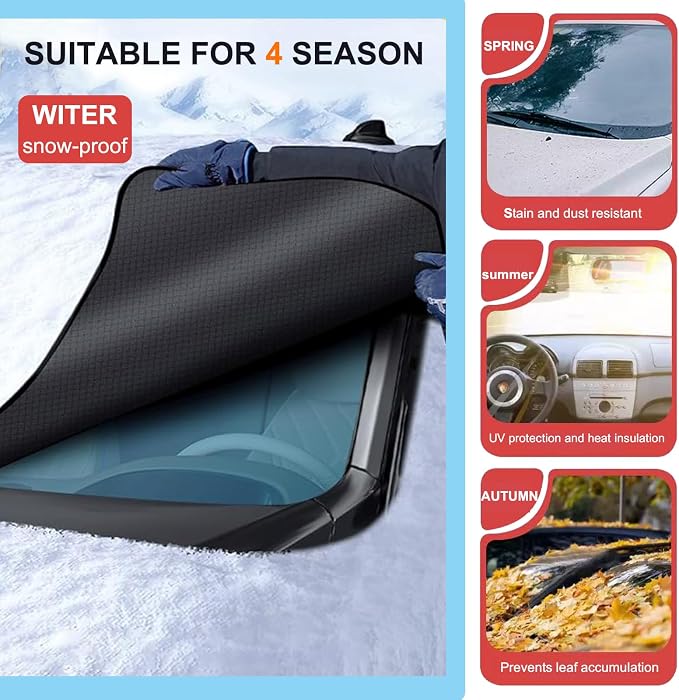 Magnetic Windshield Cover for Snow and Ice, Winter Frost Protector with Side Window & Mirror Covers,Universal Fit for Car, SUV, Truck, Van,Windproof Waterproof Frost Protection