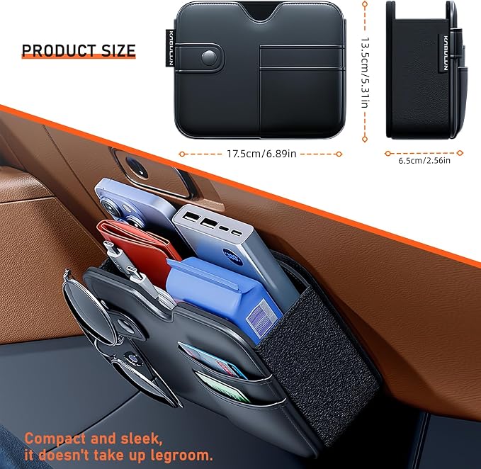 Foldable Car Storage Box with Glasses Clip,Multifunctional Seat Back Organizer,Trash Can, Auto Door Side Pocket,Storage Bag,Car Accessories Organizer Box