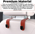 2 Pcs Seat Headrest Hook for Car, Seat Back Hanger Holder Hooks, Hanger Storage Organizer for Purse Bags Coat, Car Interior Accessories Leather Hidden Hook