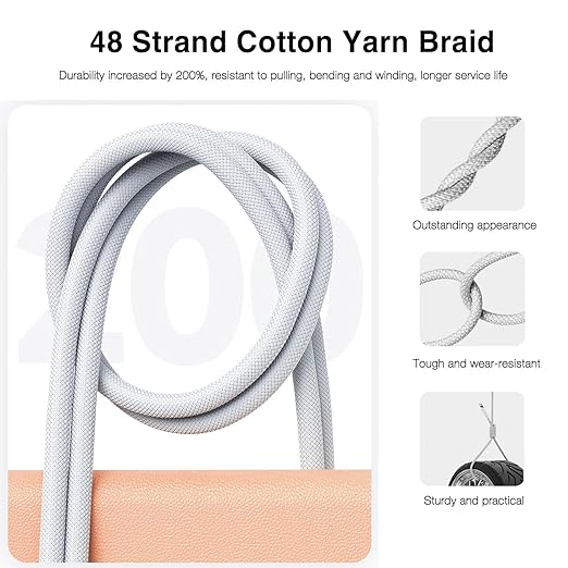6ft USB A to USB C CarPlay Cable for iPhone 15/16/17, 15 16 17 Pro Max, 15/16 Plus,iPhone 17E/16E,Air,AirPods 4/AirPods Pro (2nd/3rd Gen),iPad 10th Gen, iPad Pro 12.9/11,Air 5th/4th Car Charging Cable