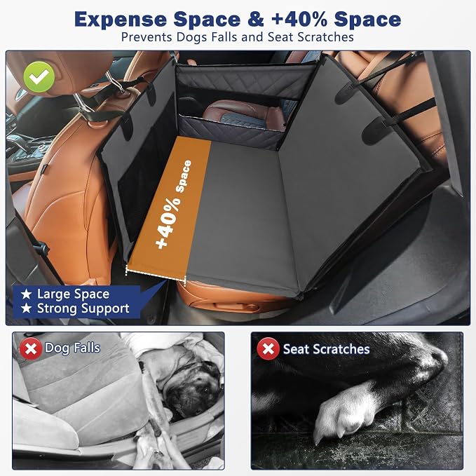 Dog Car Seat for Large Medium Dogs, Back Seat Extender for Pets, Waterproof Pet Carseat for Medium Sized Dog, Hammock for Pet, with Storage Pocket for Cars/SUV/Truck(L-28 * 22 * 20.5in)