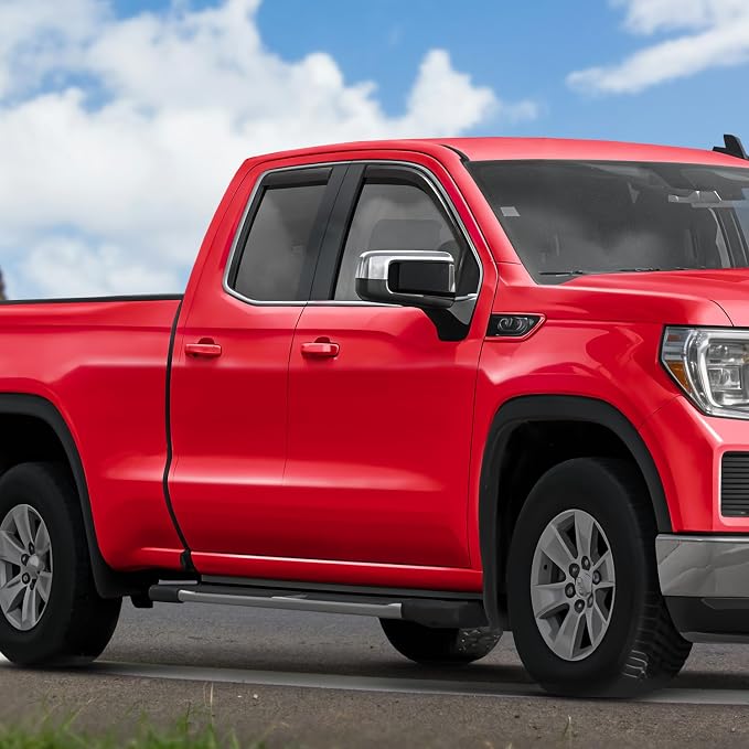 Voron Glass in-Channel Extra Durable Rain Guards for Trucks GMC Sierra 1500 2019-2026 Double Cab, Window Deflectors, Vent Window Visors, 4 Pieces - 230091v