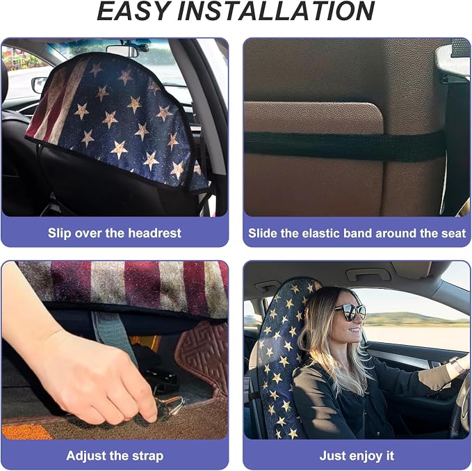 Waterproof Sweating Car Seat Cover for Post Gym Workout, Running, Swimming, Beach and Hiking, Universal Fit Non-Slip Bucket Seat Protector for Cars SUV Trucks, Machine Washable (Flag)