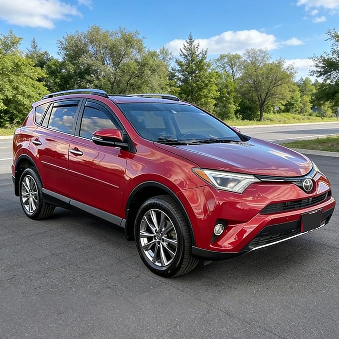 in-Channel Window Visors Vent Deflectors Rain Guards for Toyota RAV4 2013-2018, Wind Visor Sun Shade Front Rear SUV Car Accessories Dark Smoke Tint 4pcs