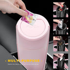 Car Trash Can Bin with Lid, Leakproof Portable Garbage Trash Bin Mini Cup Holder Organizer, Automotive Interior Dustbin Multipurpose Storage Container for Car Home Office (Pink)
