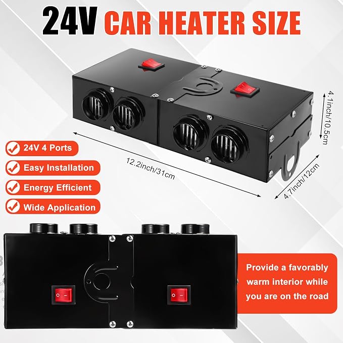 500w Car Heater 24 volt Camping Heaters Car Heater Kit Camping Windshield Window Defogger Defroster for Winter Automobile Windscreen Car Camper(24v)